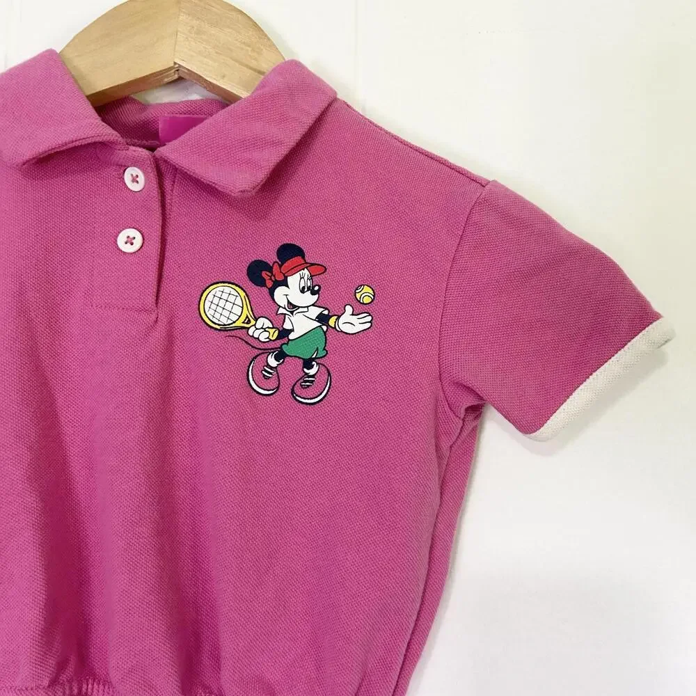 Vintage Disney Junior Minnie Mouse Collared Short Sleeve Shirt Kids Girls Size 5